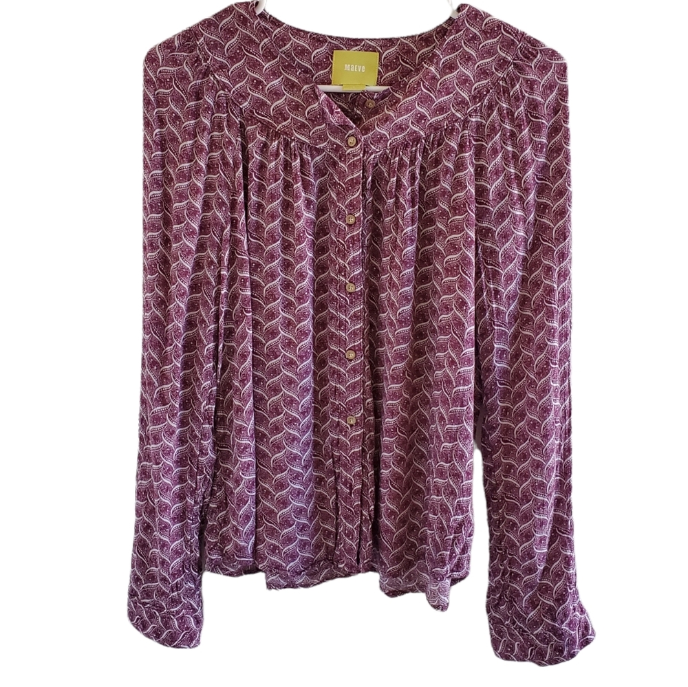 Anthropologie Maeve Orli Long Sleeve Button Down Blouse Size Small